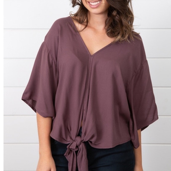 Love Stitch vneck front tie blouse - Picture 1 of 9